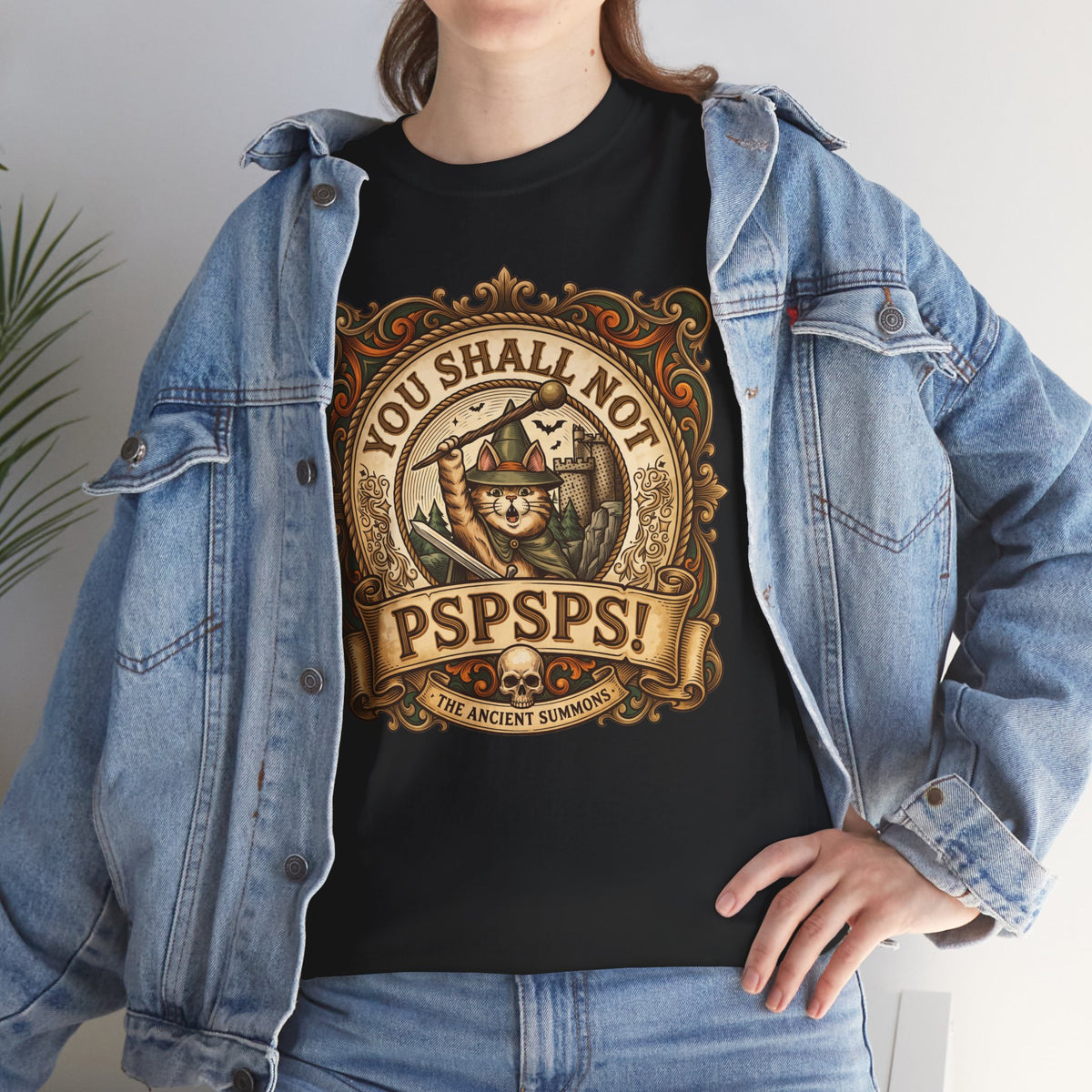 You Shall Not Pspsps Ancient Summons Cat Shirt — Fantasy Wizard T-Shirt