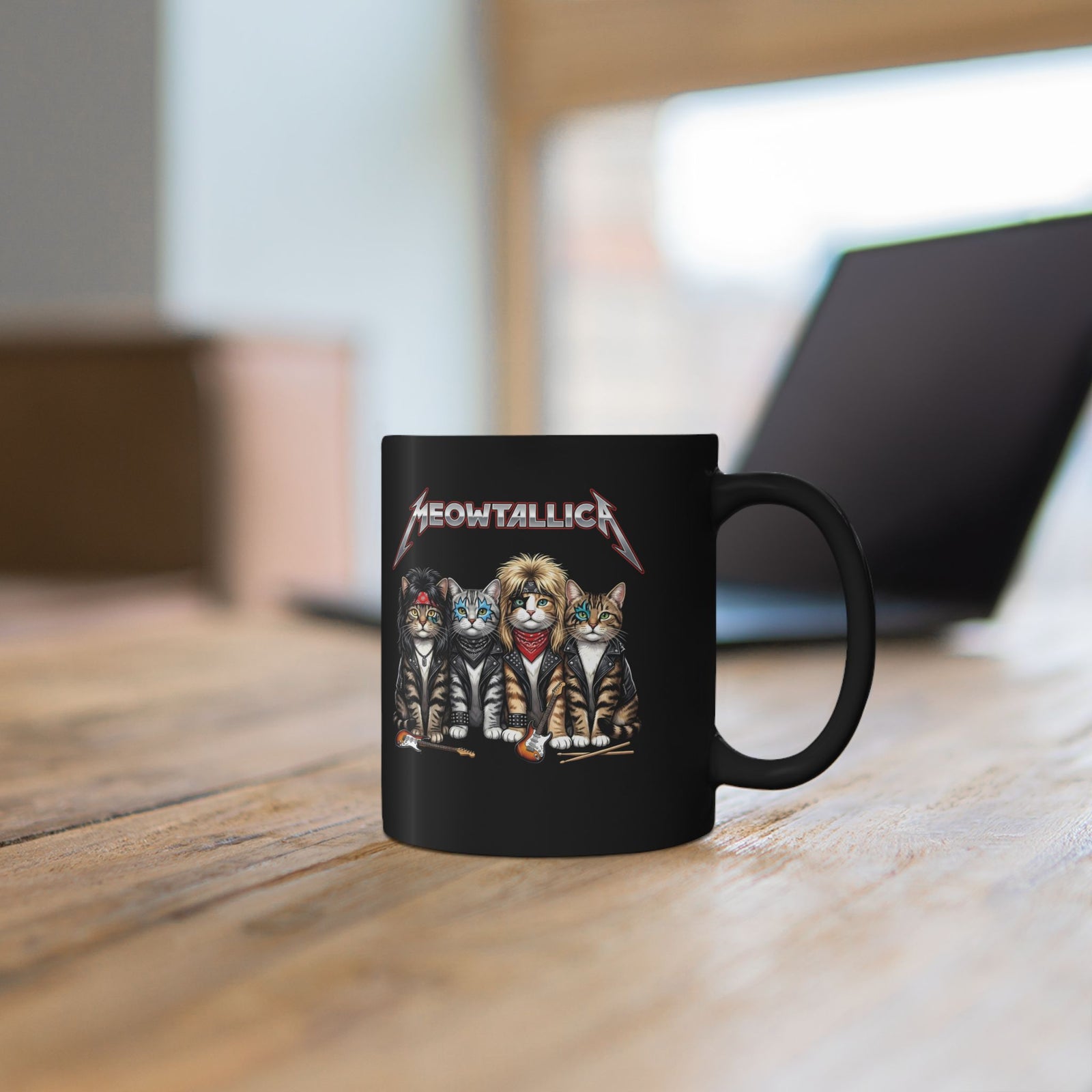 Meowtallica Heavy Metal Cat Black Mug