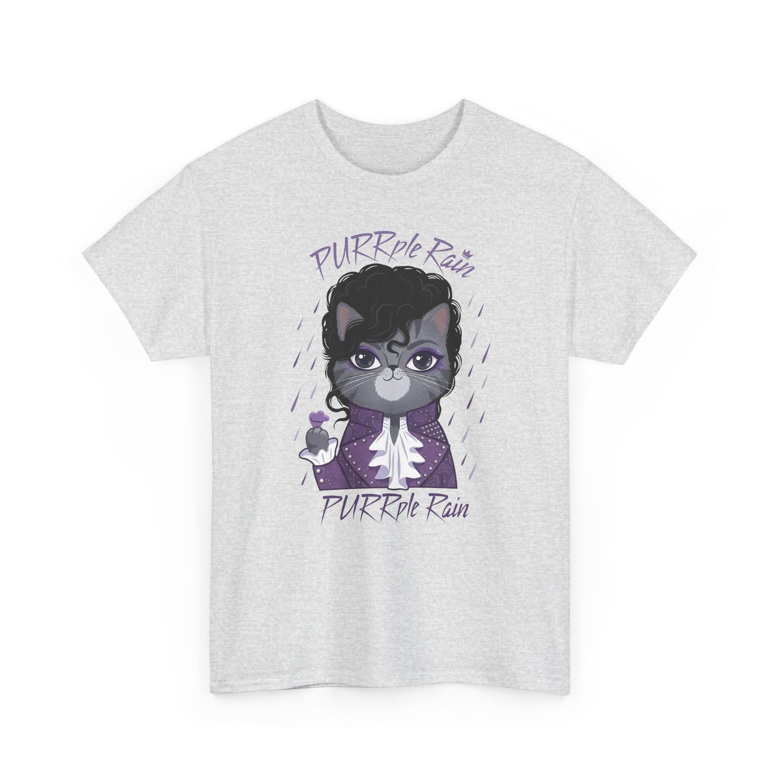 Purrple Rain Cat Parody T-Shirt — Cute Cat 'Purrple Rain' Graphic Tee