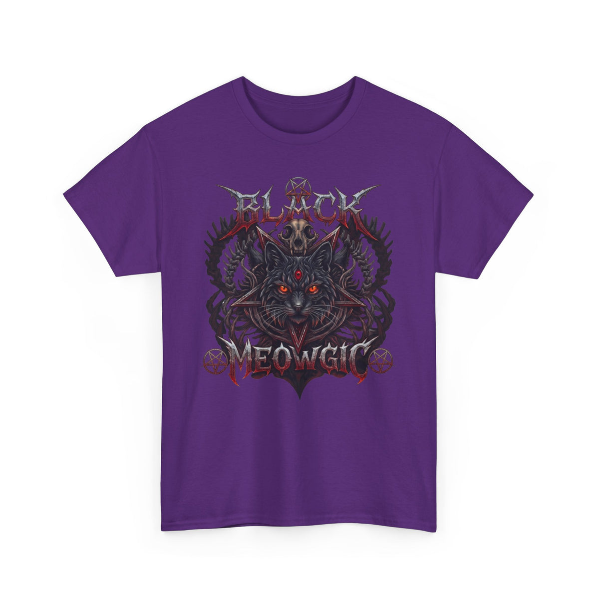 Black Meowgic Cat T-Shirt — Death Metal Occult Black Cat Tee