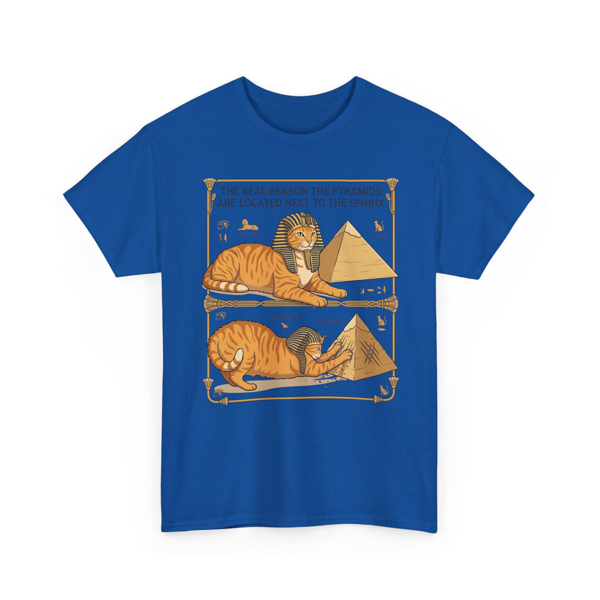 Funny Cat Pyramids Sphinx T-Shirt Ancient Egypt Scratching Design