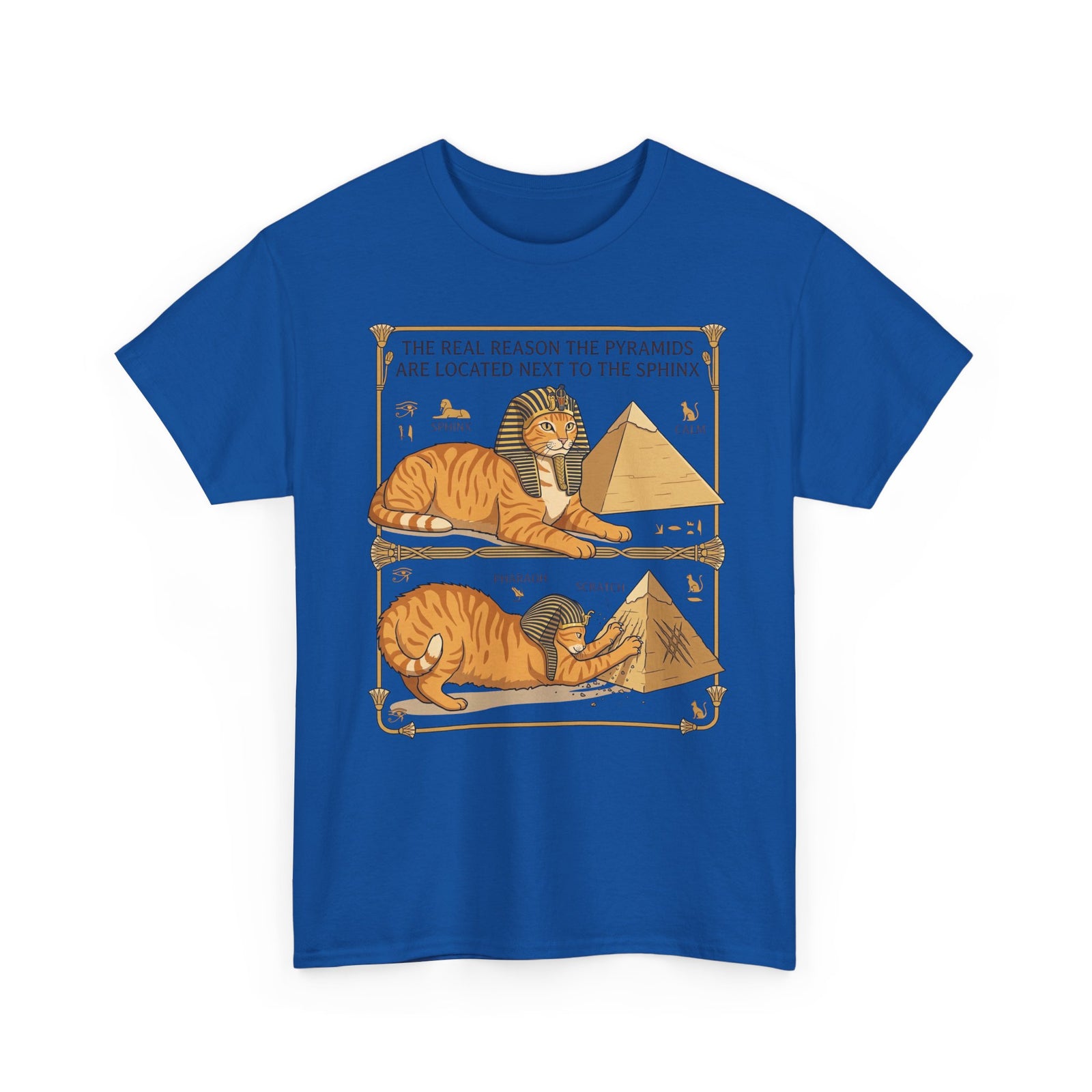 Funny Cat Pyramids Sphinx T-Shirt Ancient Egypt Scratching Design