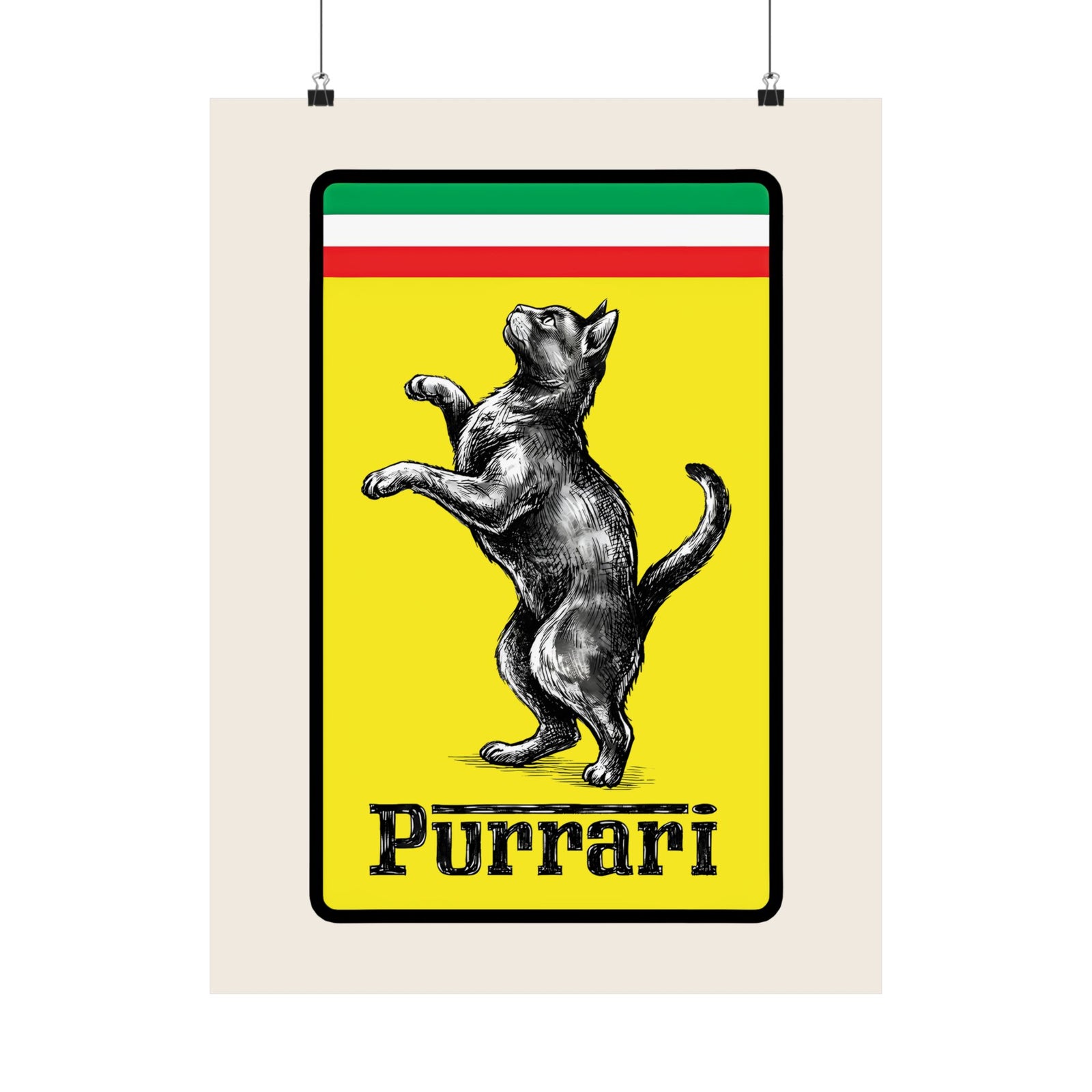 Purrari Poster — Cat Racing Graphic Poster