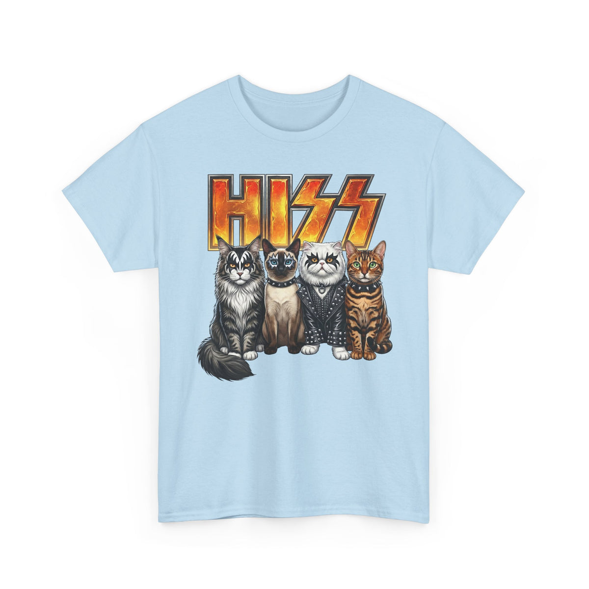Heavy Metal Cat Hiss T-Shirt — Retro Rock Cat Graphic Tee