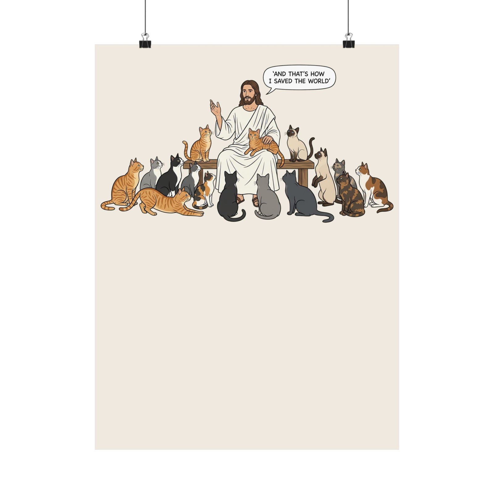 Cats & Jesus Poster — Faith + Feline Graphic Poster