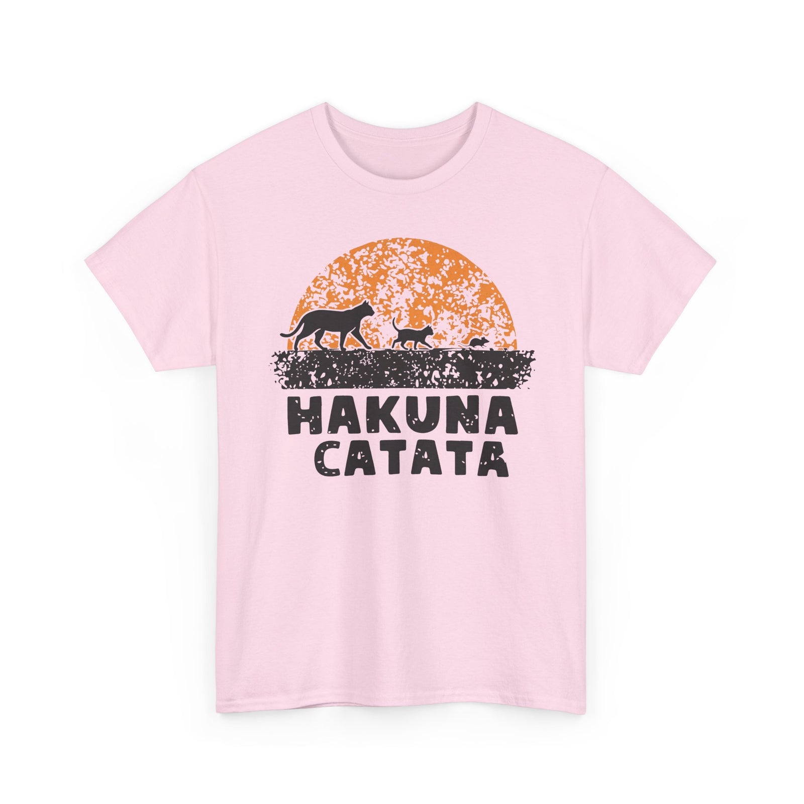 Hakuna Catata T‑Shirt — Funny Cat Rescue Tee with Sunset Silhouette