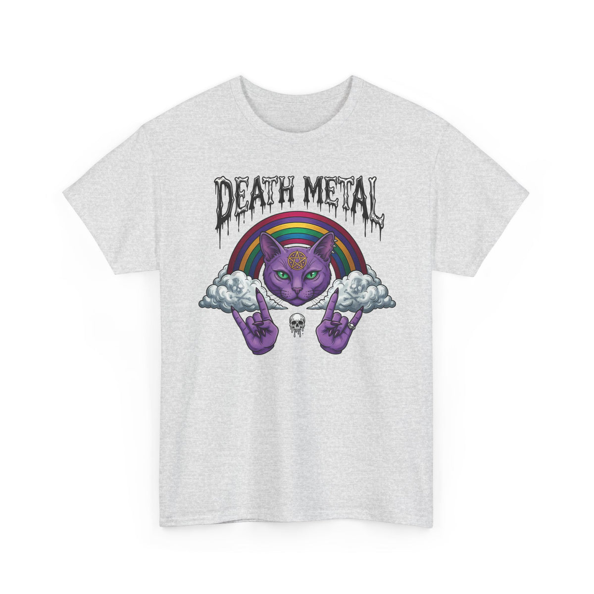 Death Metal Cat T-Shirt — Gothic Black Cat Tee for Metal Fans