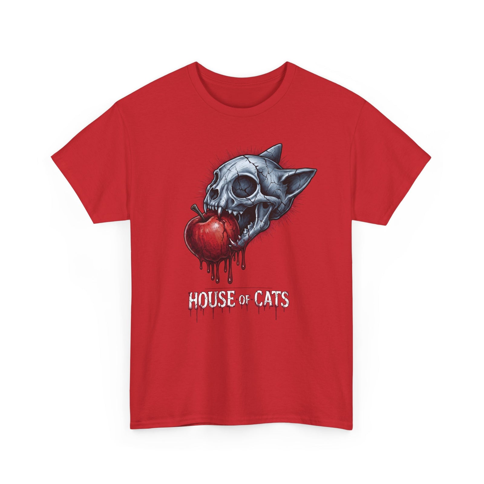 House Of Cats T-Shirt — Gothic Cat Skull Dripping Apple Tee