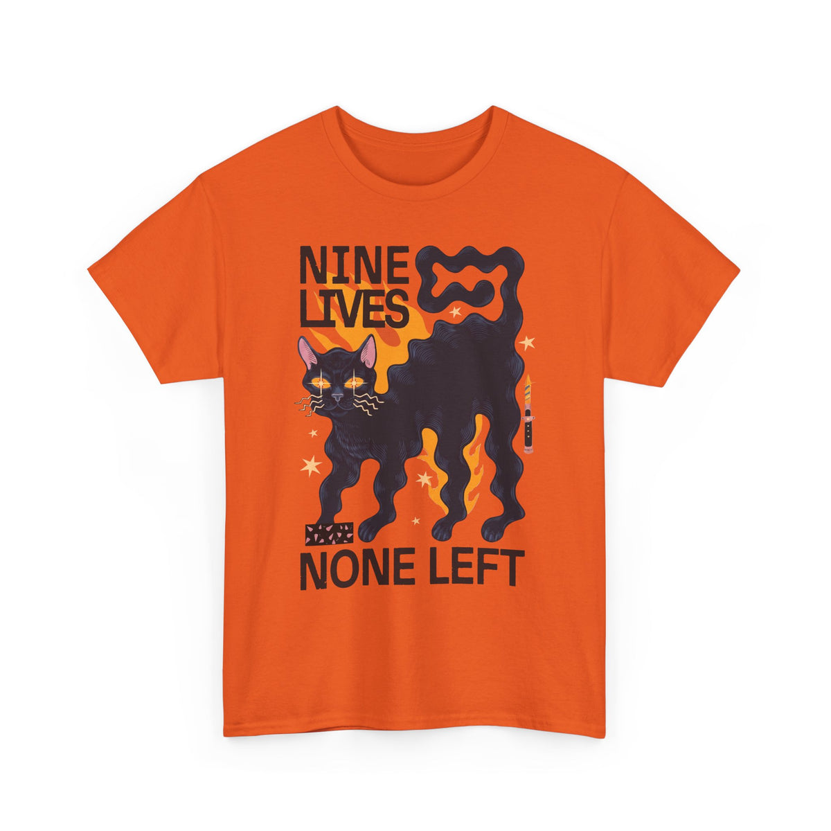 Nine Lives None Left T-Shirt — Edgy Spooky Black Cat Graphic Tee
