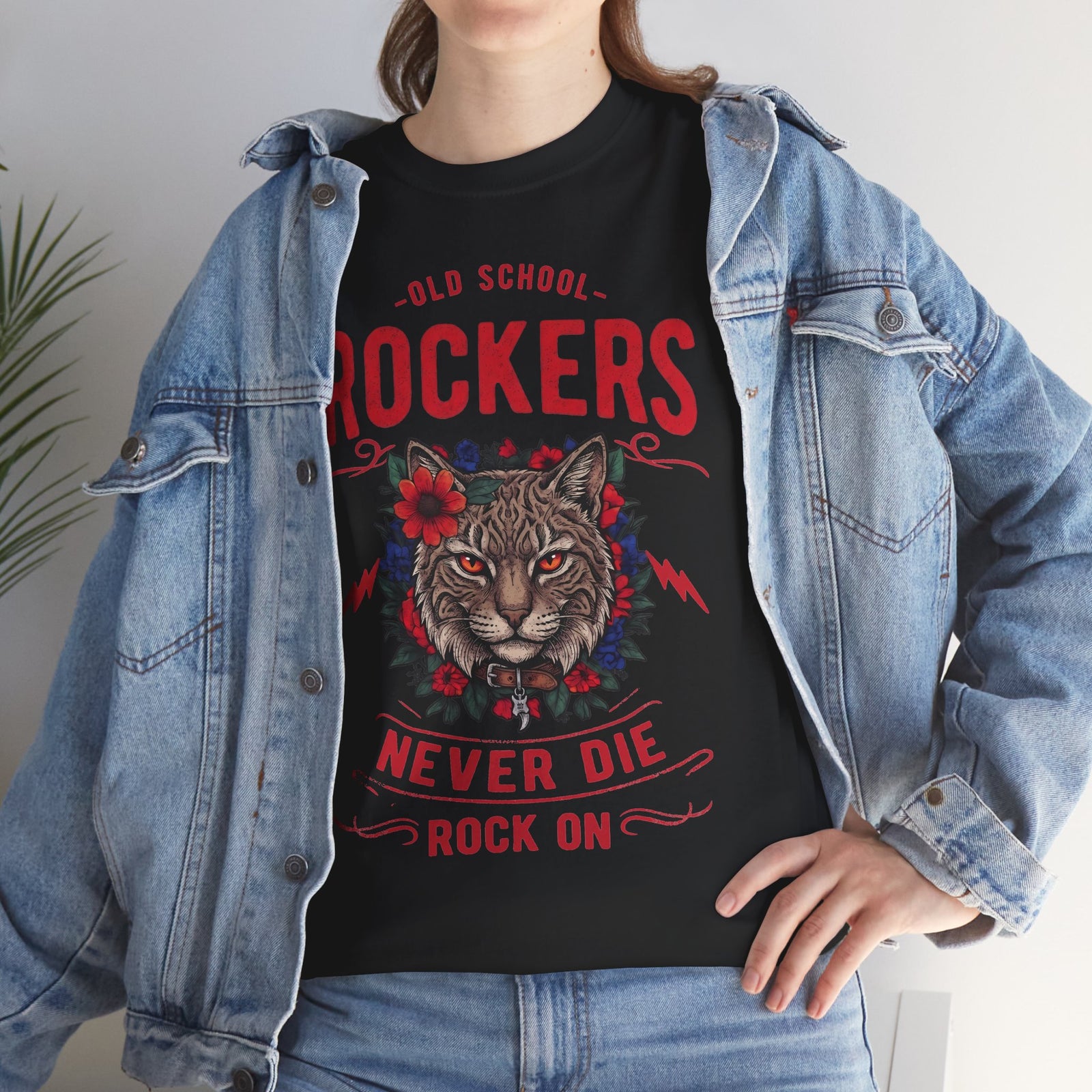 Old School Rockers Never Die Cat T-Shirt — Heavy Metal Rocker Feline Graphic Tee
