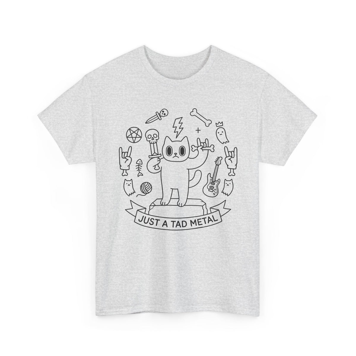 Just A Tad Metal Cat T-Shirt — Funny Heavy Metal Rocker Feline Tee