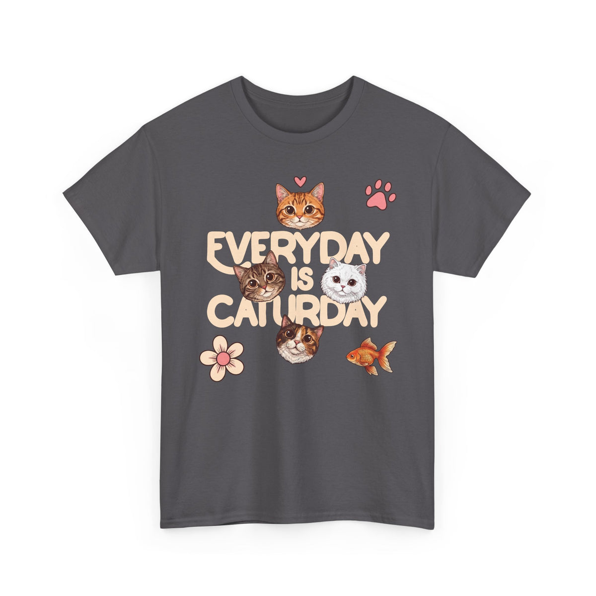 Everyday Is Caturday T-Shirt — Cute Whimsical Four Cats Graphic Tee