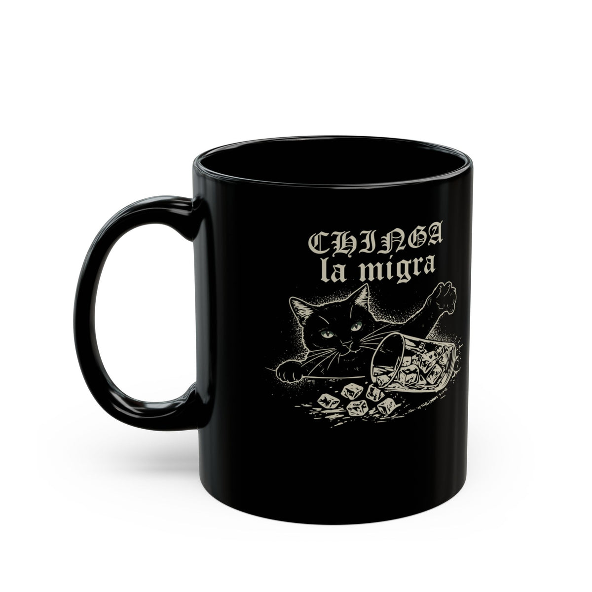Chinga la migra Cat Black Mug