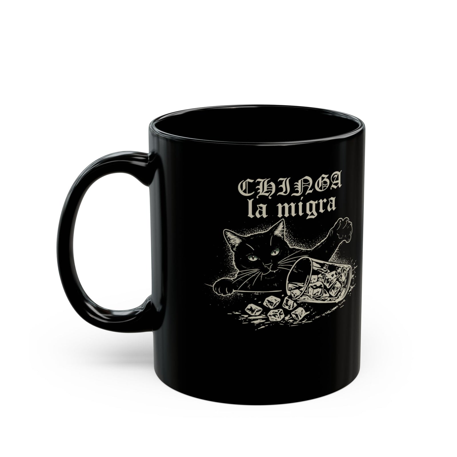 Chinga la migra Cat Black Mug