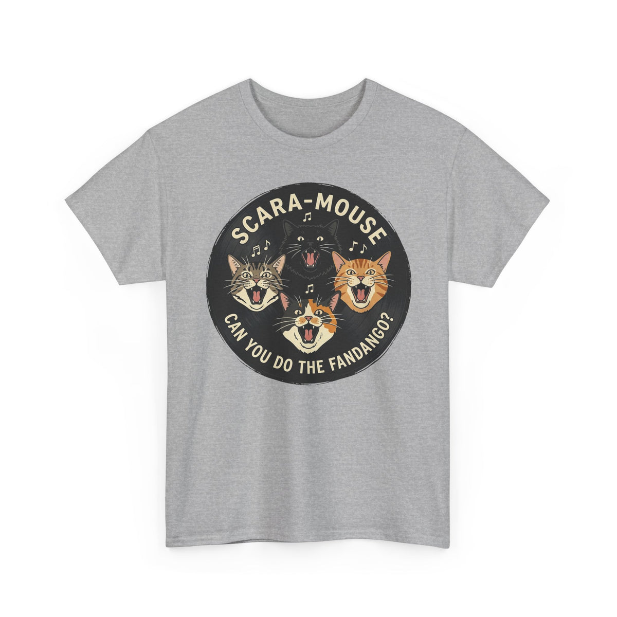Scaramouse Cat Band Tee “Scara-Mouse: Can You Do the Fandango?” Vintage Rock Cat T-Shirt