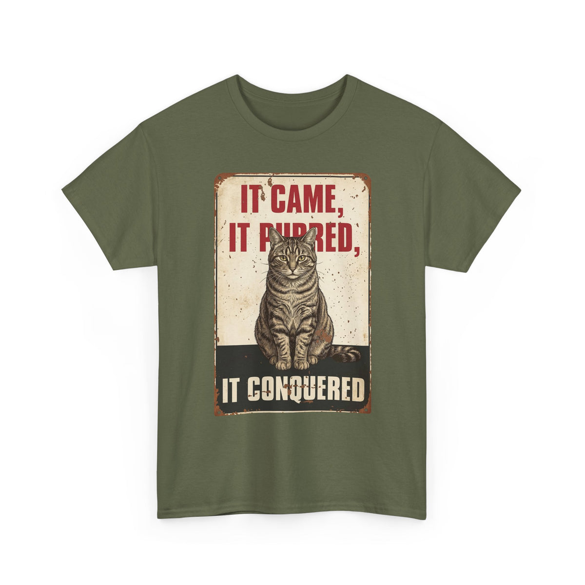 Cat T-Shirt 'It Came, It Purred, It Conquered' Vintage Cat Graphic Tee