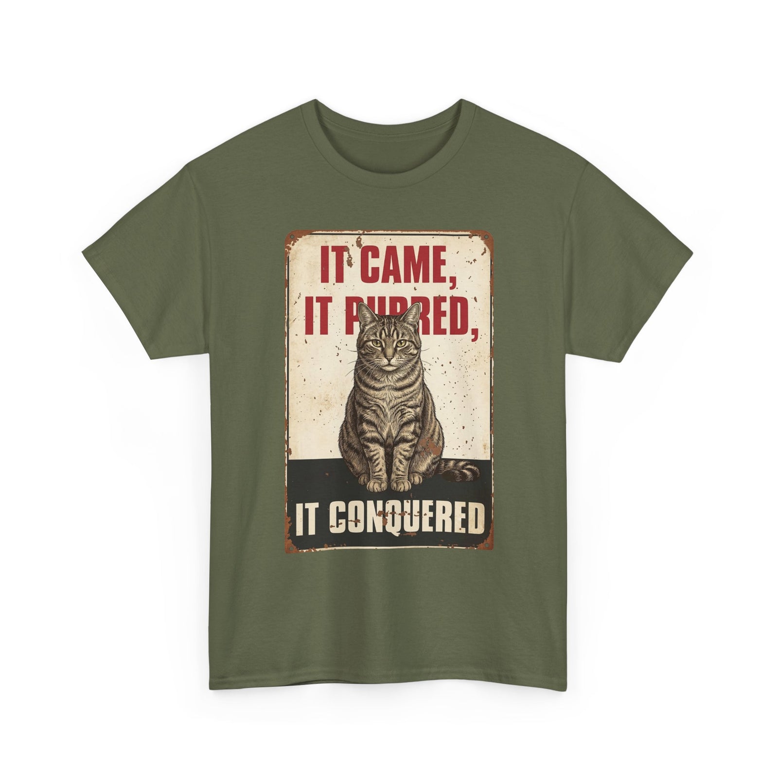 Cat T-Shirt 'It Came, It Purred, It Conquered' Vintage Cat Graphic Tee