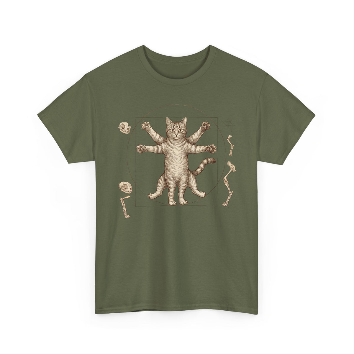 Vitruvian Cat T-Shirt — Anatomical Cat Art Tee
