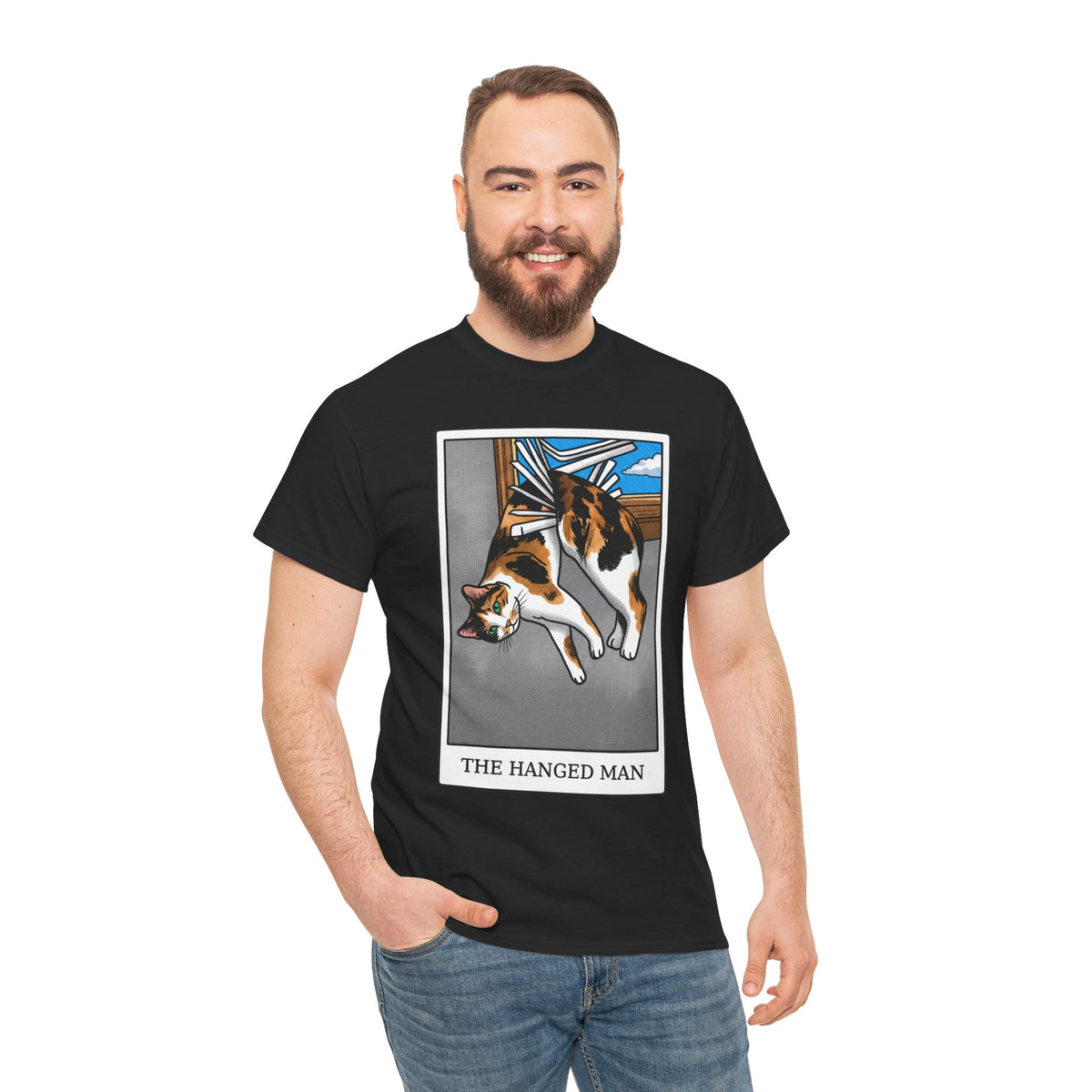 The Hanged Man Calico Cat Tarot Shirt — Funny Window Blinds T-Shirt