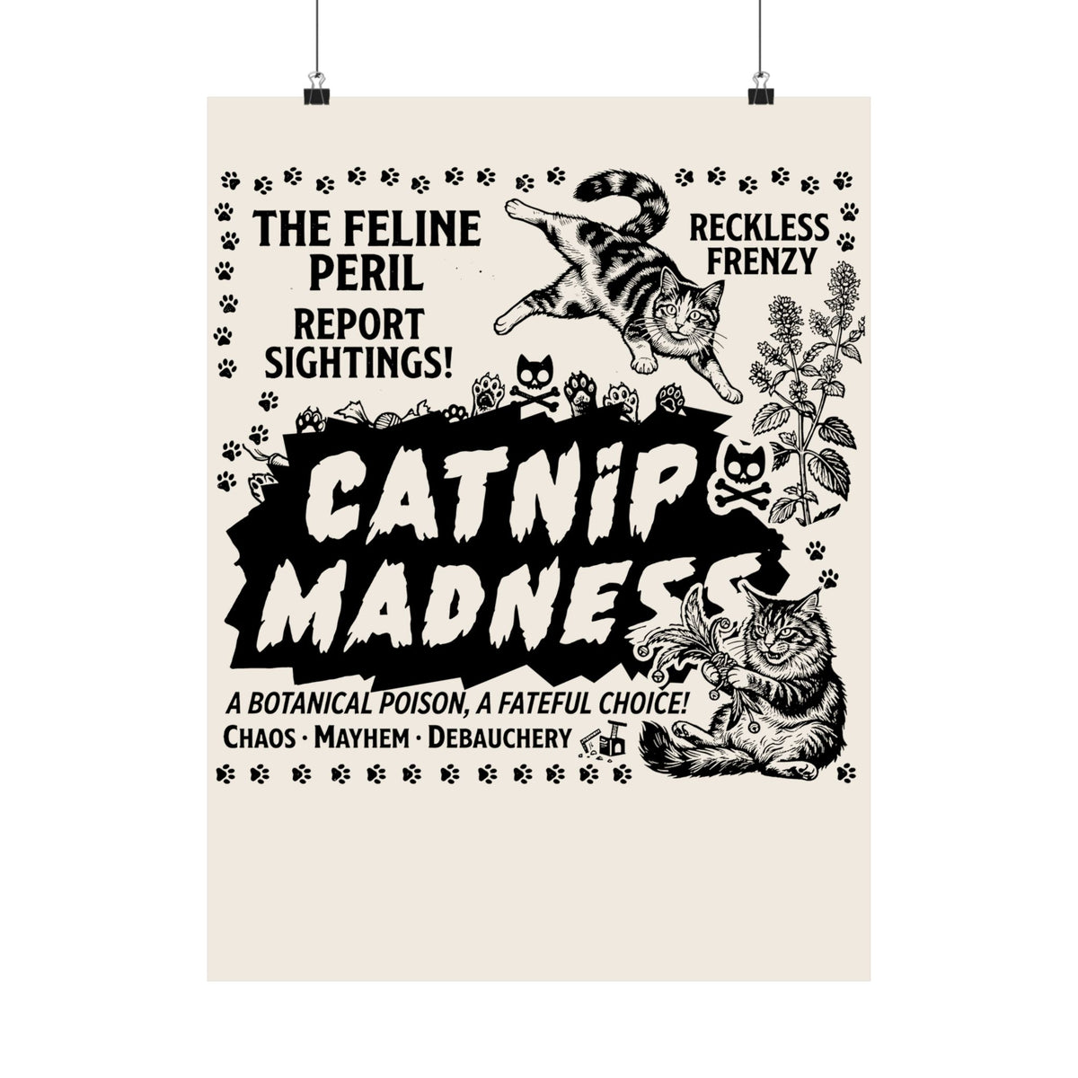 Catnip Madness Cat Poster