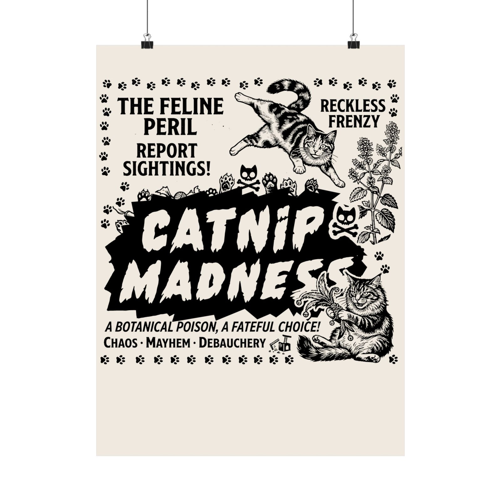 Catnip Madness Cat Poster
