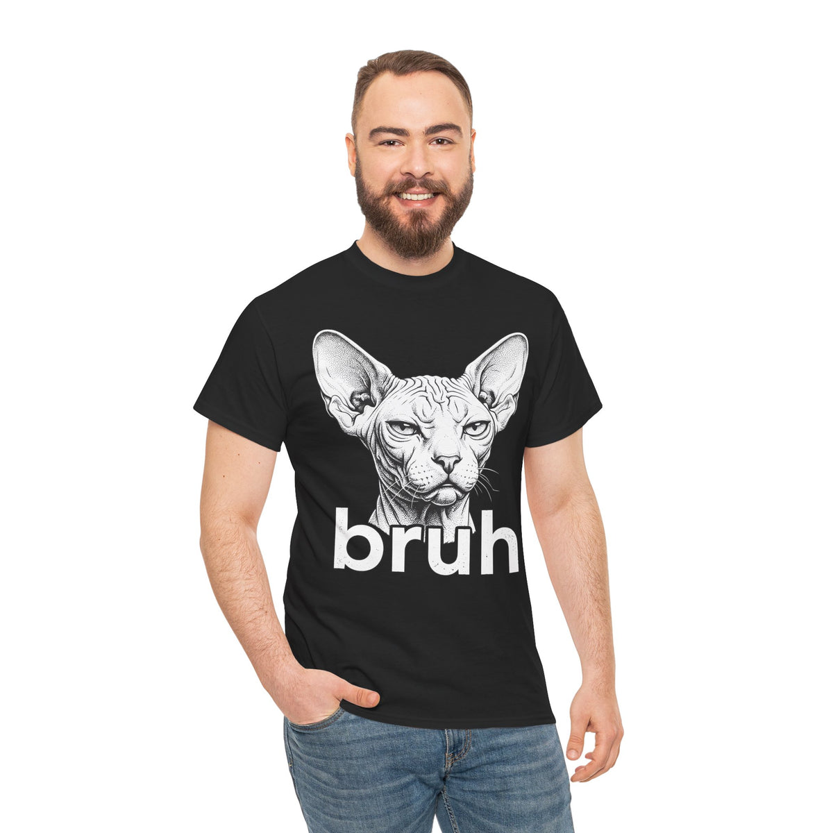 Bruh Sphynx Cat T-Shirt — Funny Unimpressed Hairless Cat Meme Tee