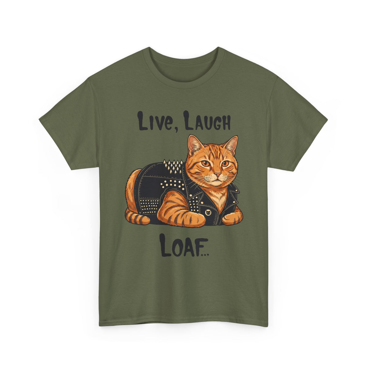 "Live, Laugh, Loaf" Punk Rock Orange Cat T-Shirt