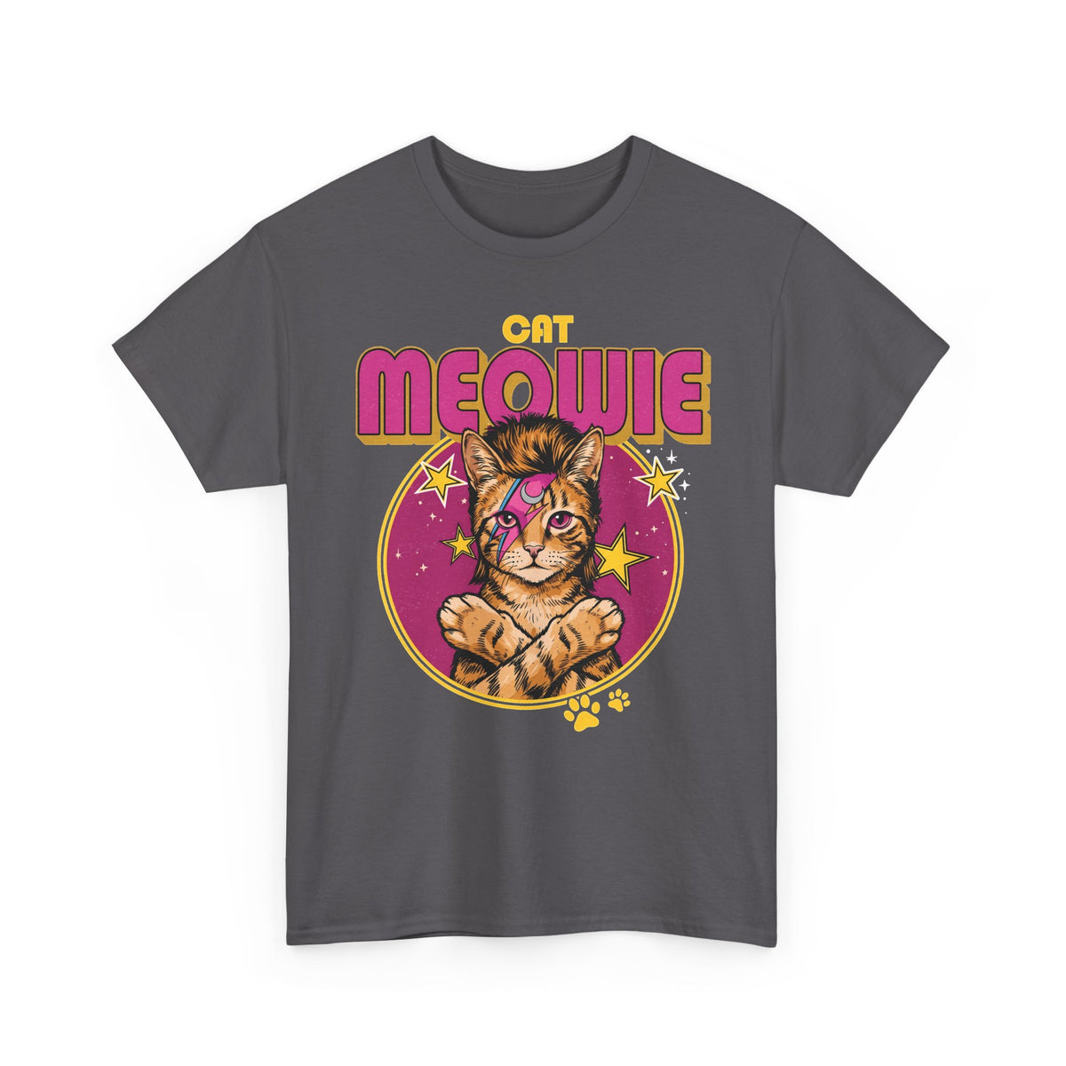 Funny Cat Meowie Lightning Bolt Shirt — 80s Retro Rocker Cat T-Shirt