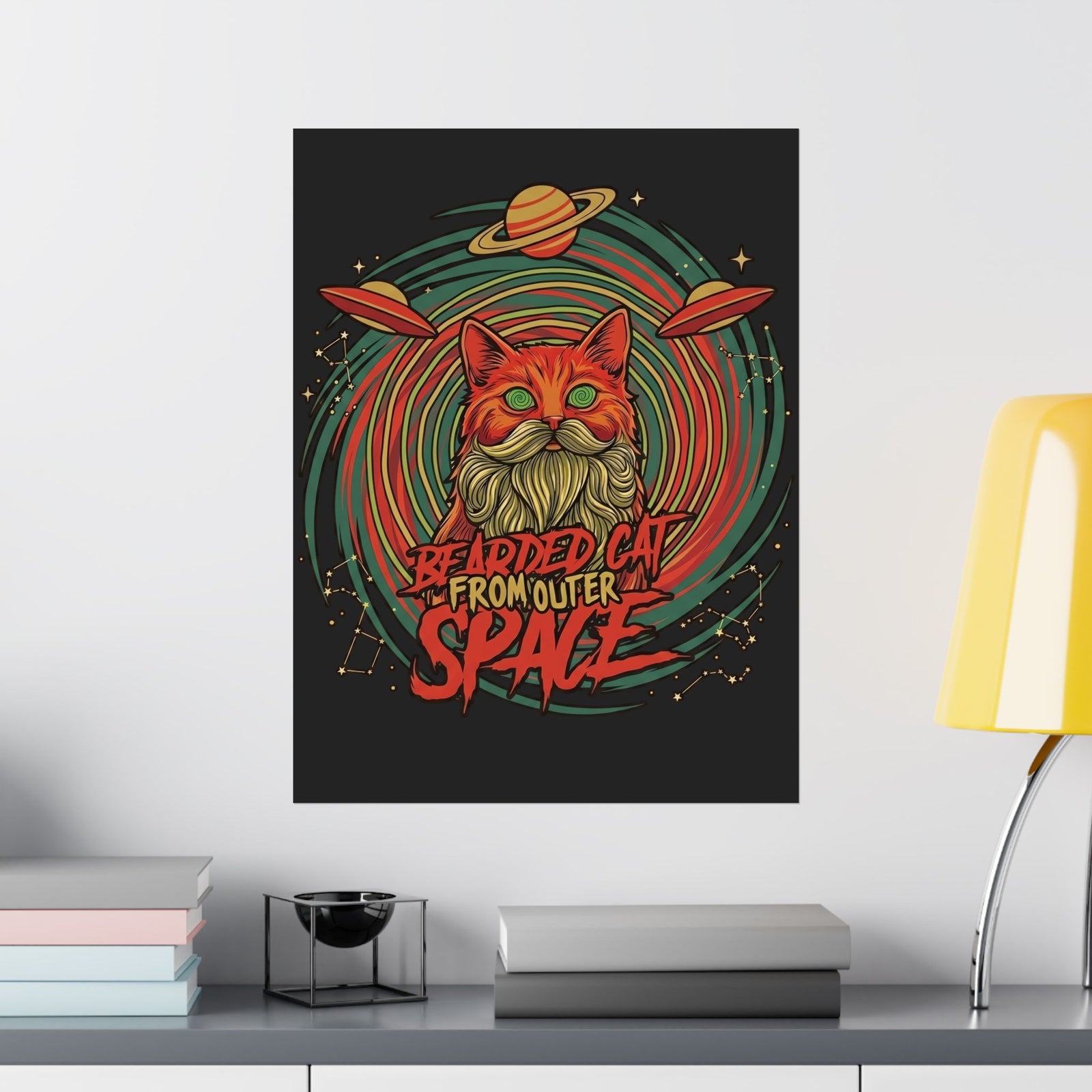 Bearded Cat from Outer Space Poster