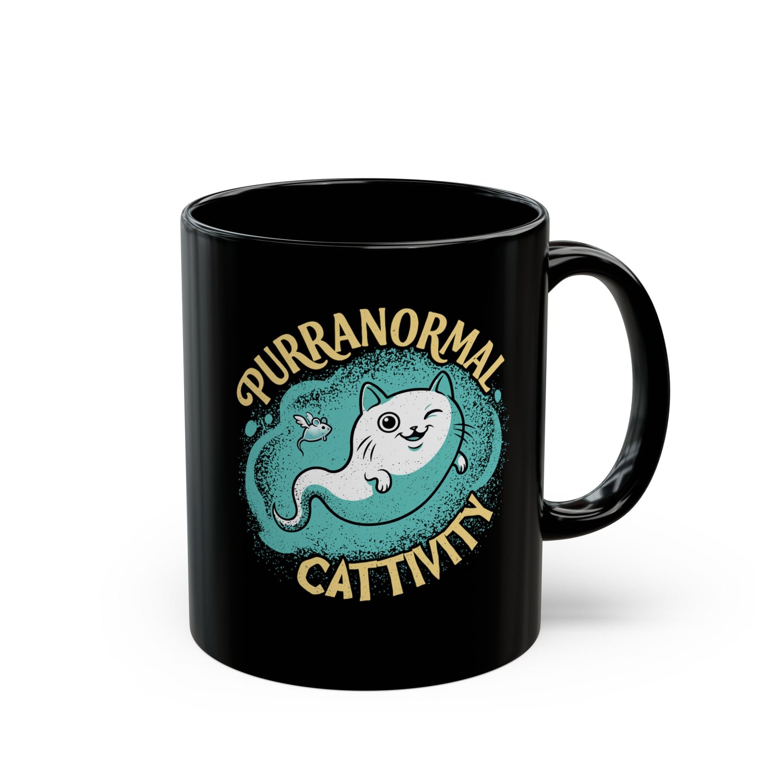 Purranormal Cattivity Black Mug — Funny Paranormal Cat Mug