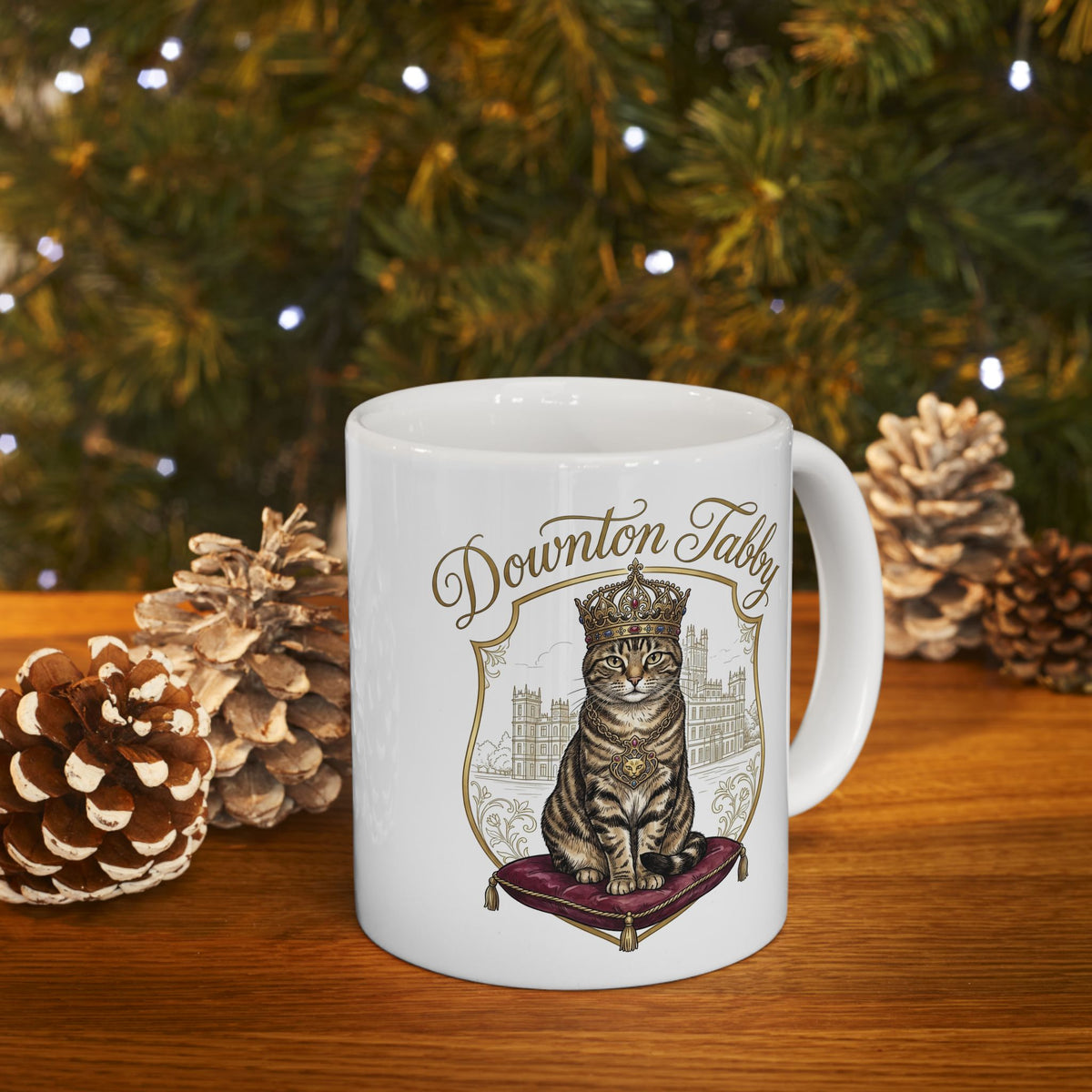 Downton Abbey Cat Parody Ceramic Mug — Funny Period Drama Cat Mug
