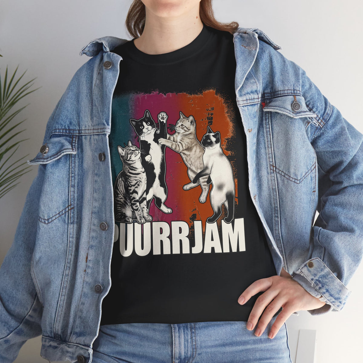 Purrjam Cat Band T‑Shirt — Vintage Retro Feline Music Graphic Tee
