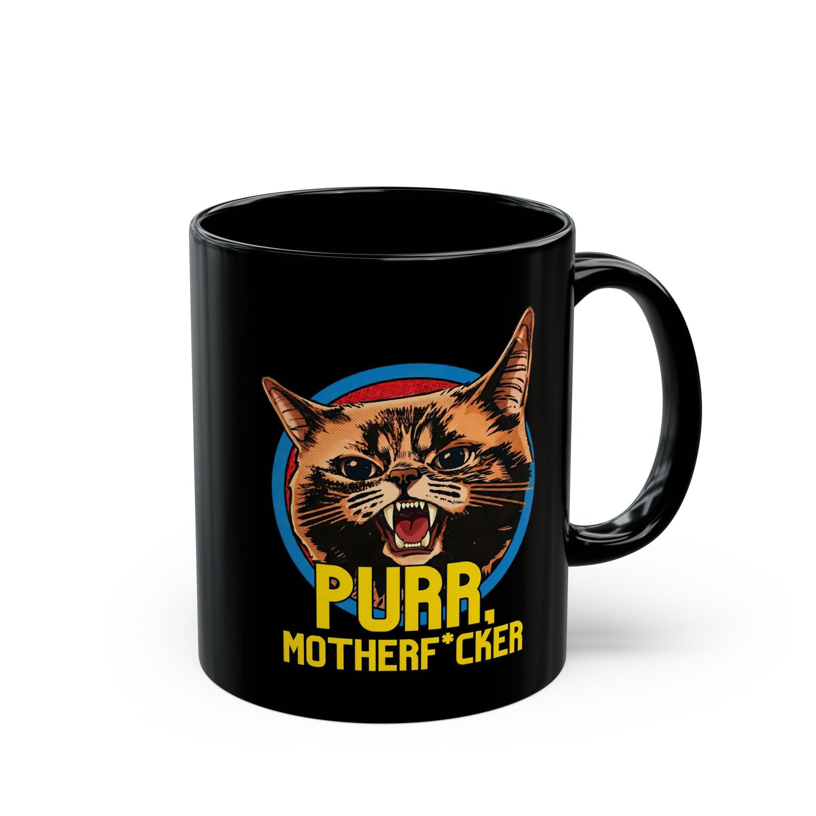 Purr Motherfvcker Black Mug — Funny Angry Cat Graphic Mug