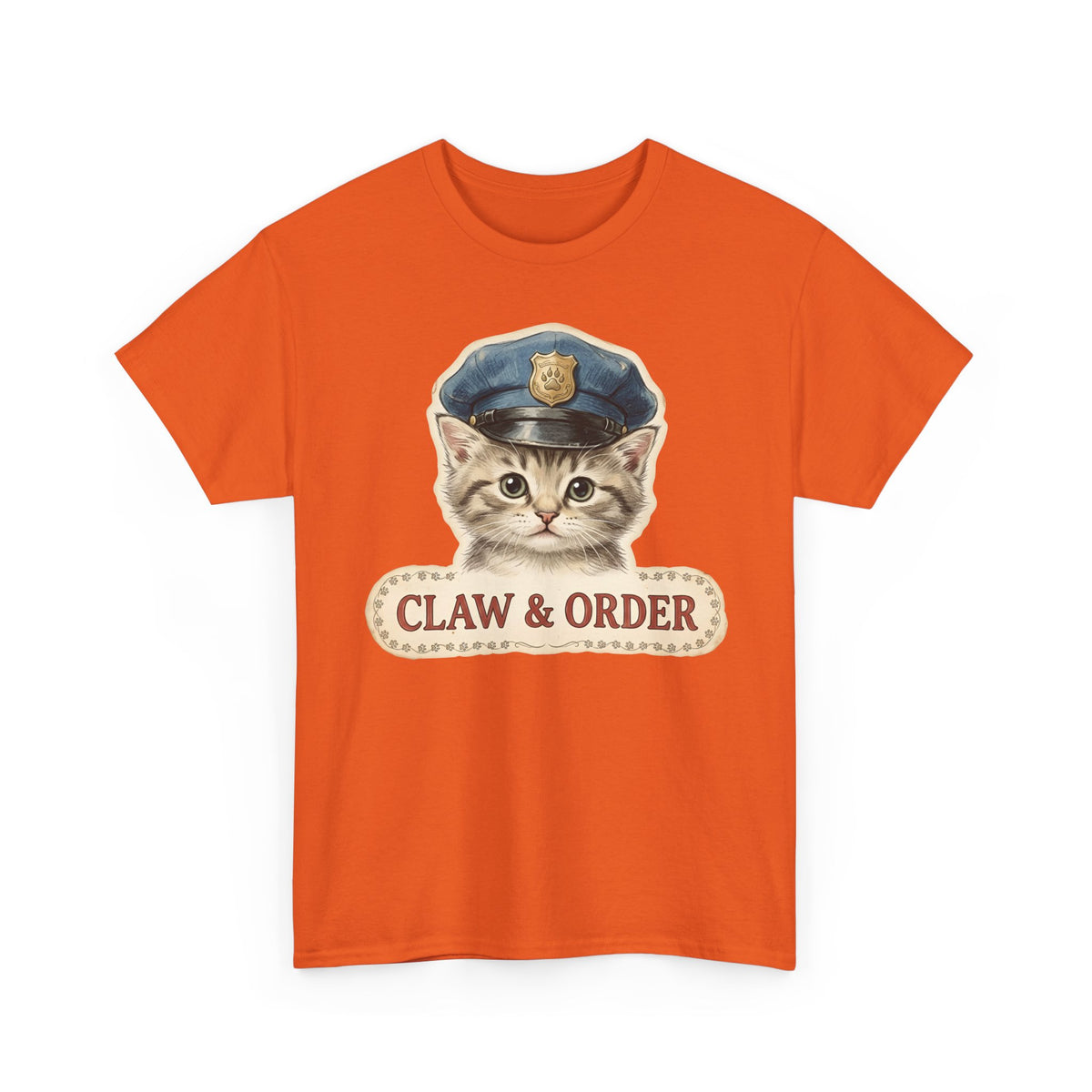 Claw and Order Cat T-Shirt — Funny Cat Crime Pun Tee