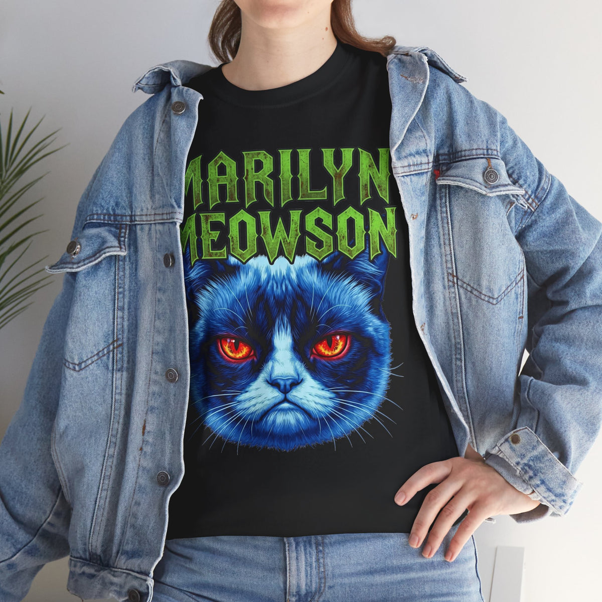 Marilyn Meowson Cat Band Tee — Retro Neon Gothic Graphic T-Shirt