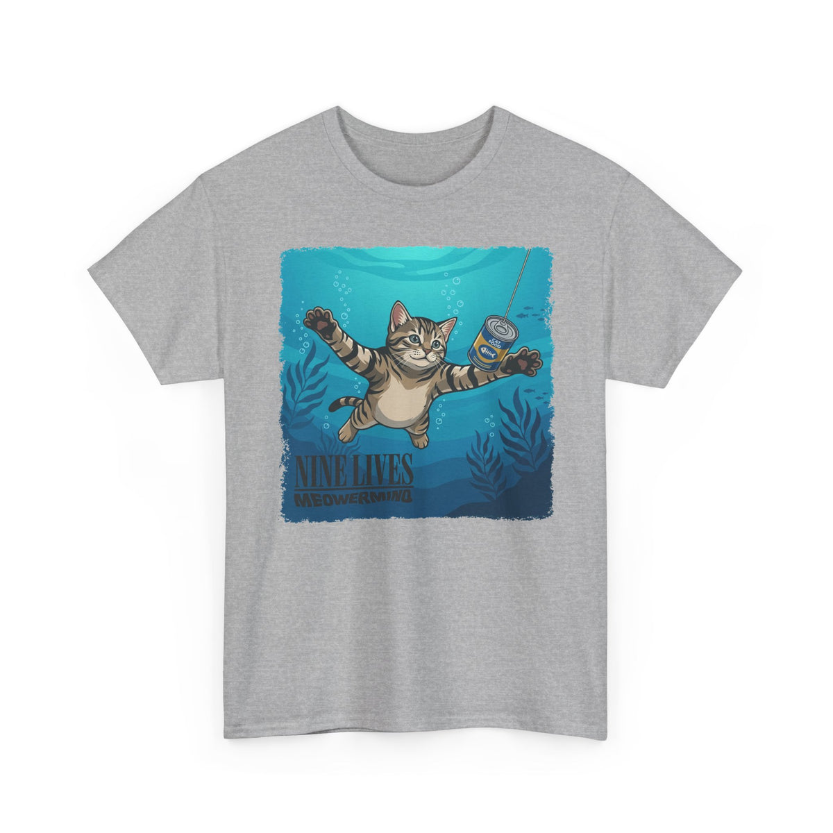 T-Shirt — 'Nine Lives' Diving Cat Graphic Tee