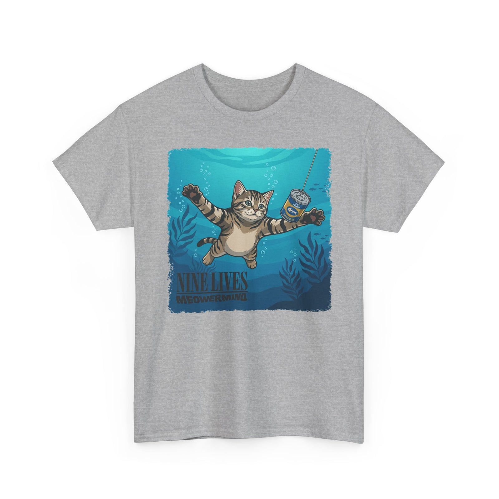 T-Shirt — 'Nine Lives' Diving Cat Graphic Tee