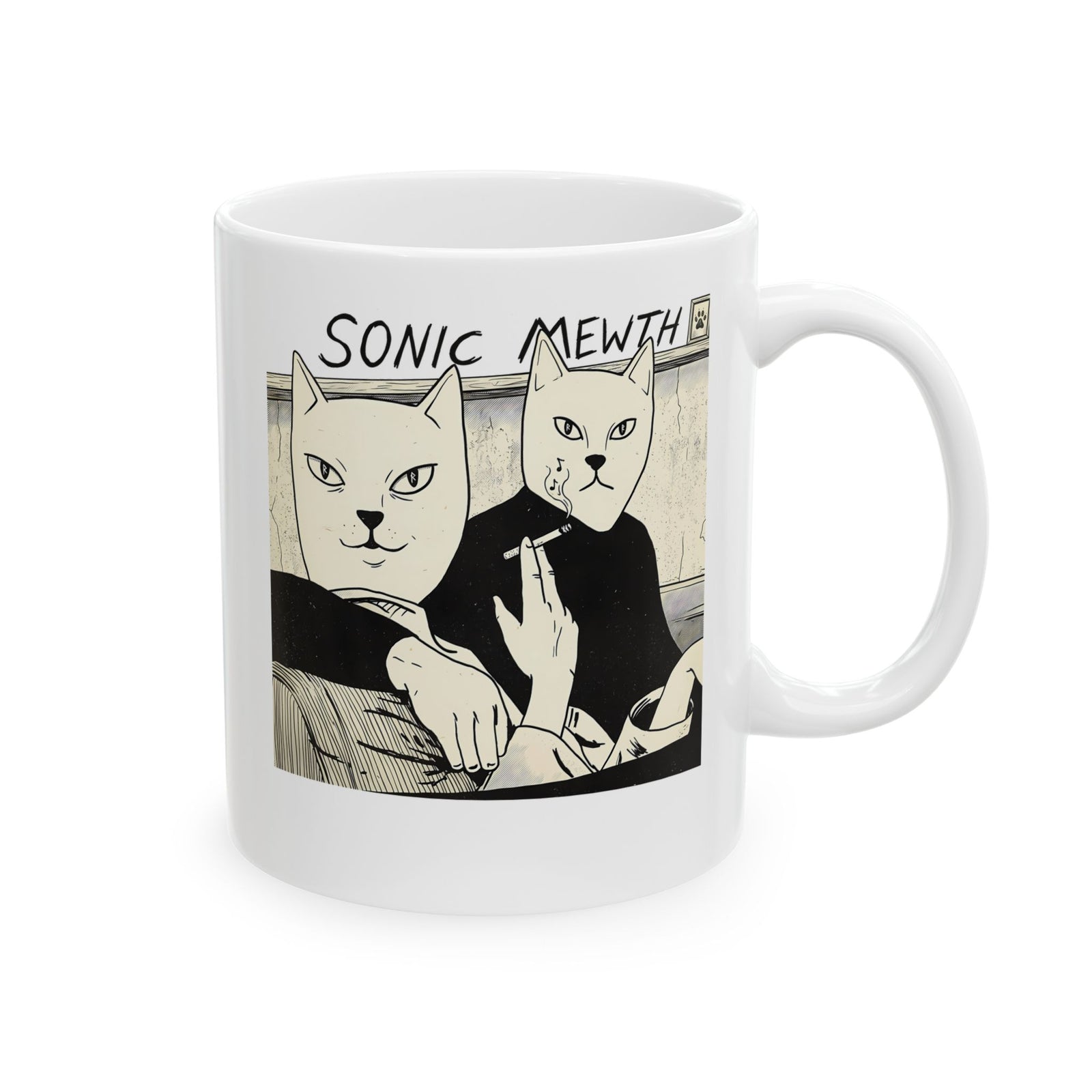 Funny Cat Parody Ceramic Mug — Cute Satirical Cat Mug