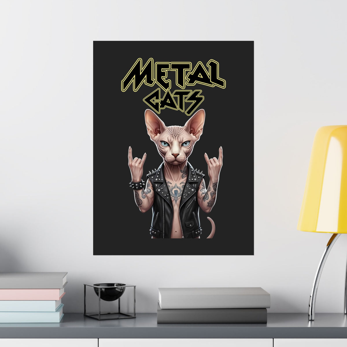 Metal Cats Poster — Heavy Metal Cat Graphic Poster