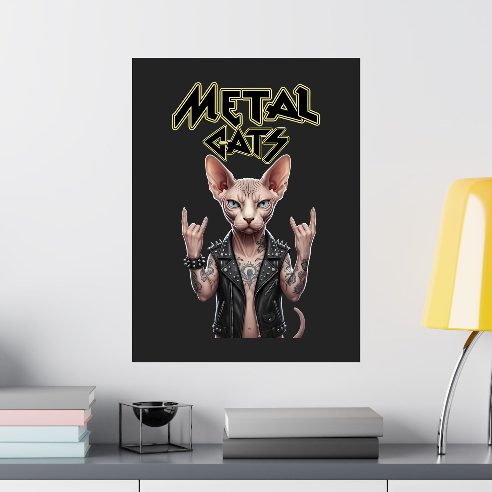Metal Cats Poster — Heavy Metal Cat Graphic Poster