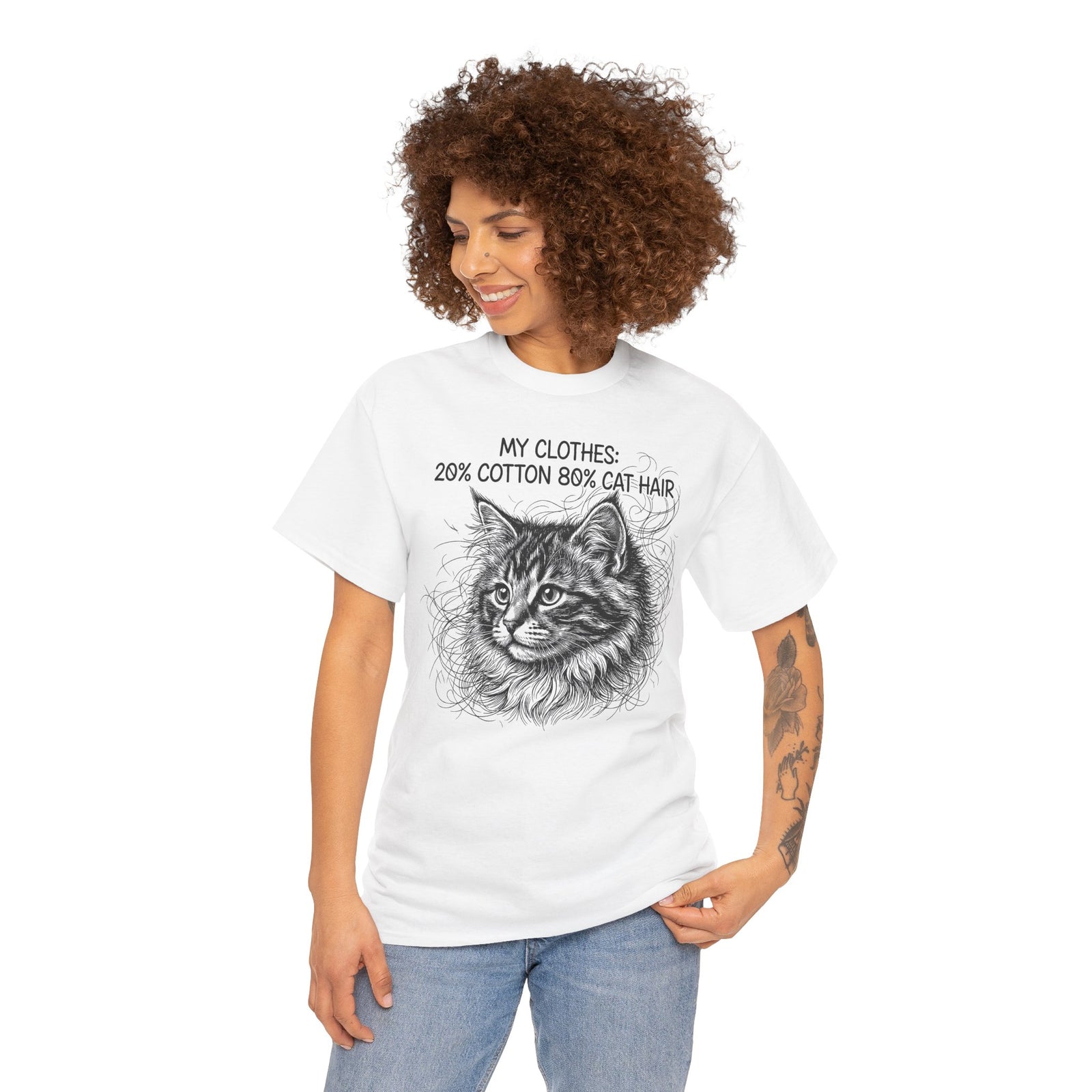 Cat Hair Tee — "My Clothes: 20% Cotton 80% Cat Hair" Graphic T-Shirt