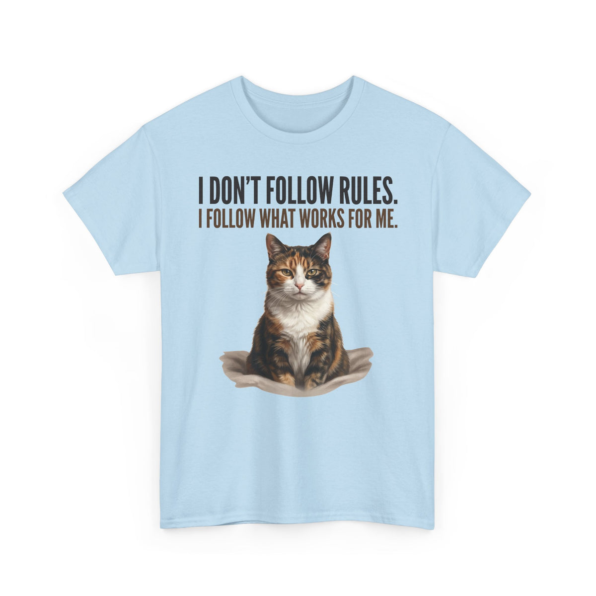 Cat Lover T-Shirt — “I Don't Follow Rules, I Follow What Works For Me” Graphic Tee