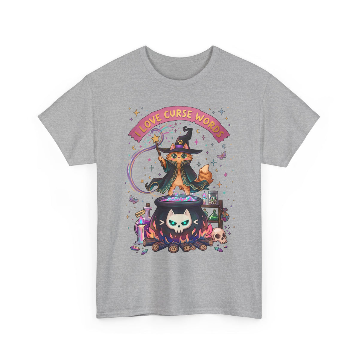 I Love Curse Words Wizard Cat T-Shirt — Cute Witchy Cauldron Tee