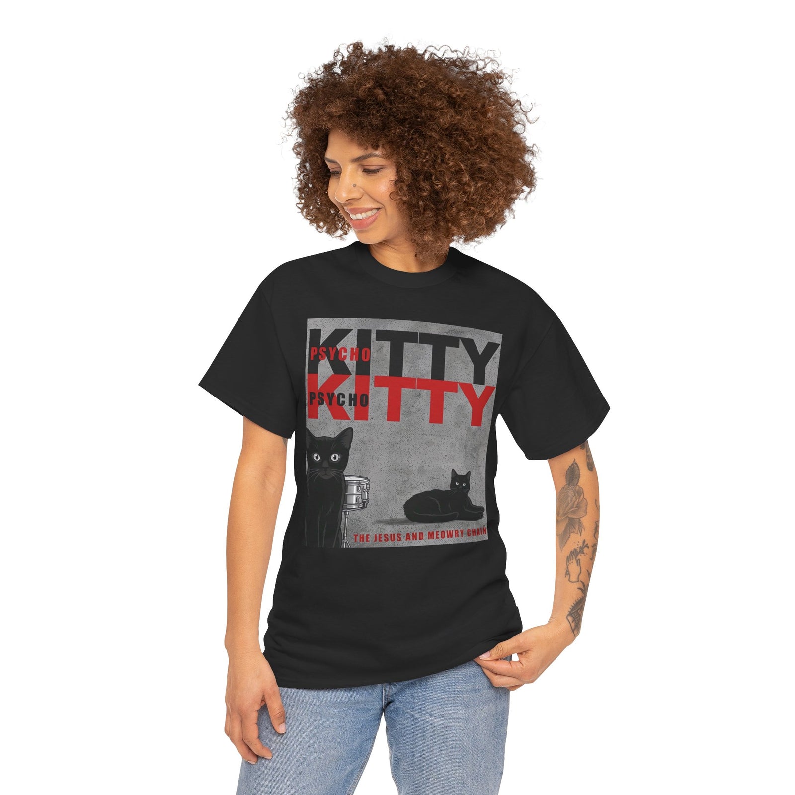Kitty Tee Retro Black Cat Graphic T‑Shirt