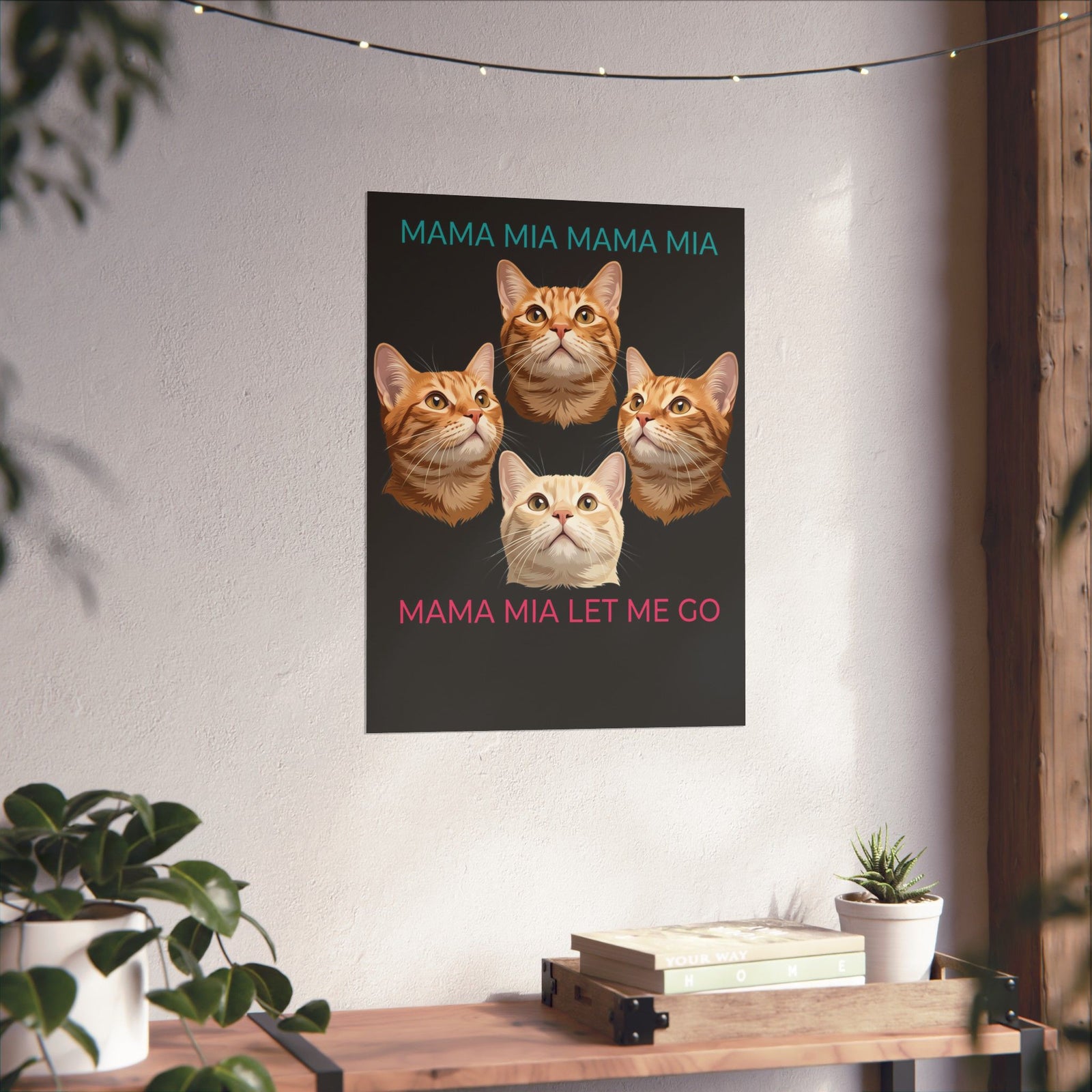 Funny Cat Rock Band Poster — "Mamma Mia Let Me Go" Parody