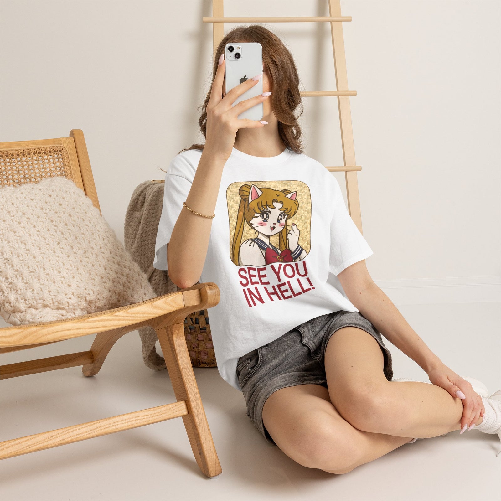 See You In Hell Anime Cat T-Shirt — Cute Magical Girl Parody Graphic