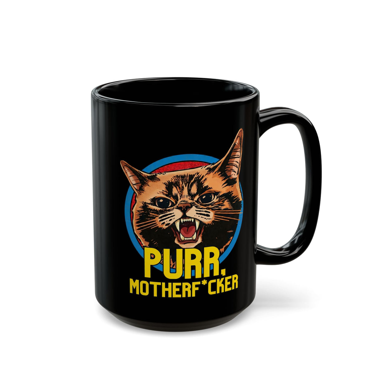 Purr Motherfvcker Black Mug — Funny Angry Cat Graphic Mug