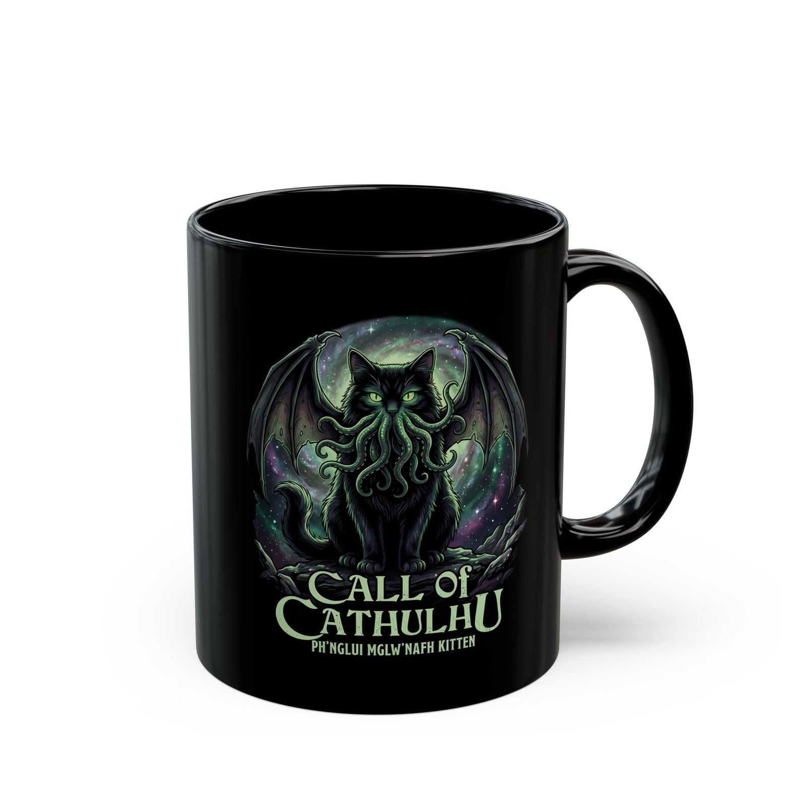 Cathulhu Black Mug — Cute Cthulhu Cat Graphic Mug