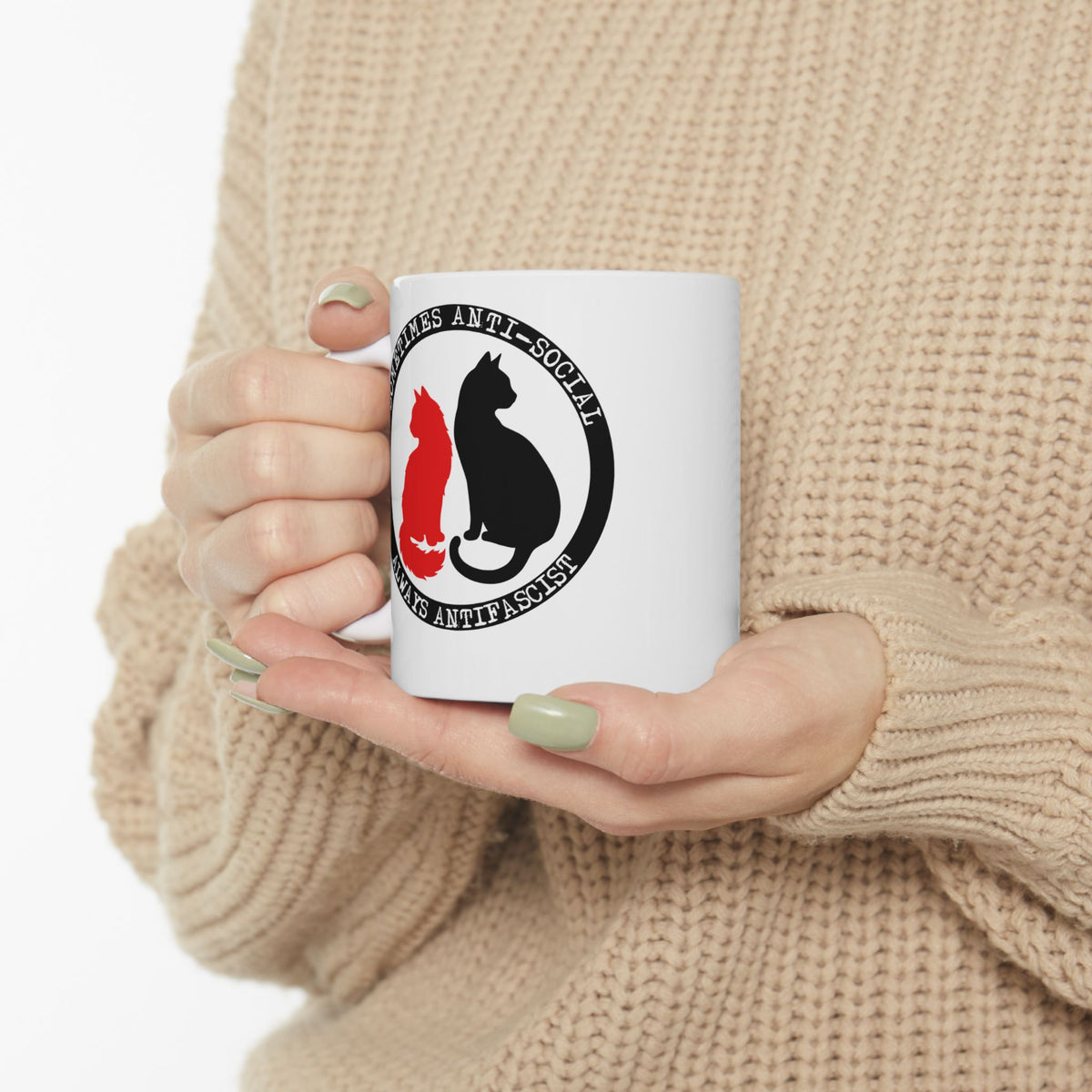Sometimes Anti-Social, Always Antifascist Ceramic Mug