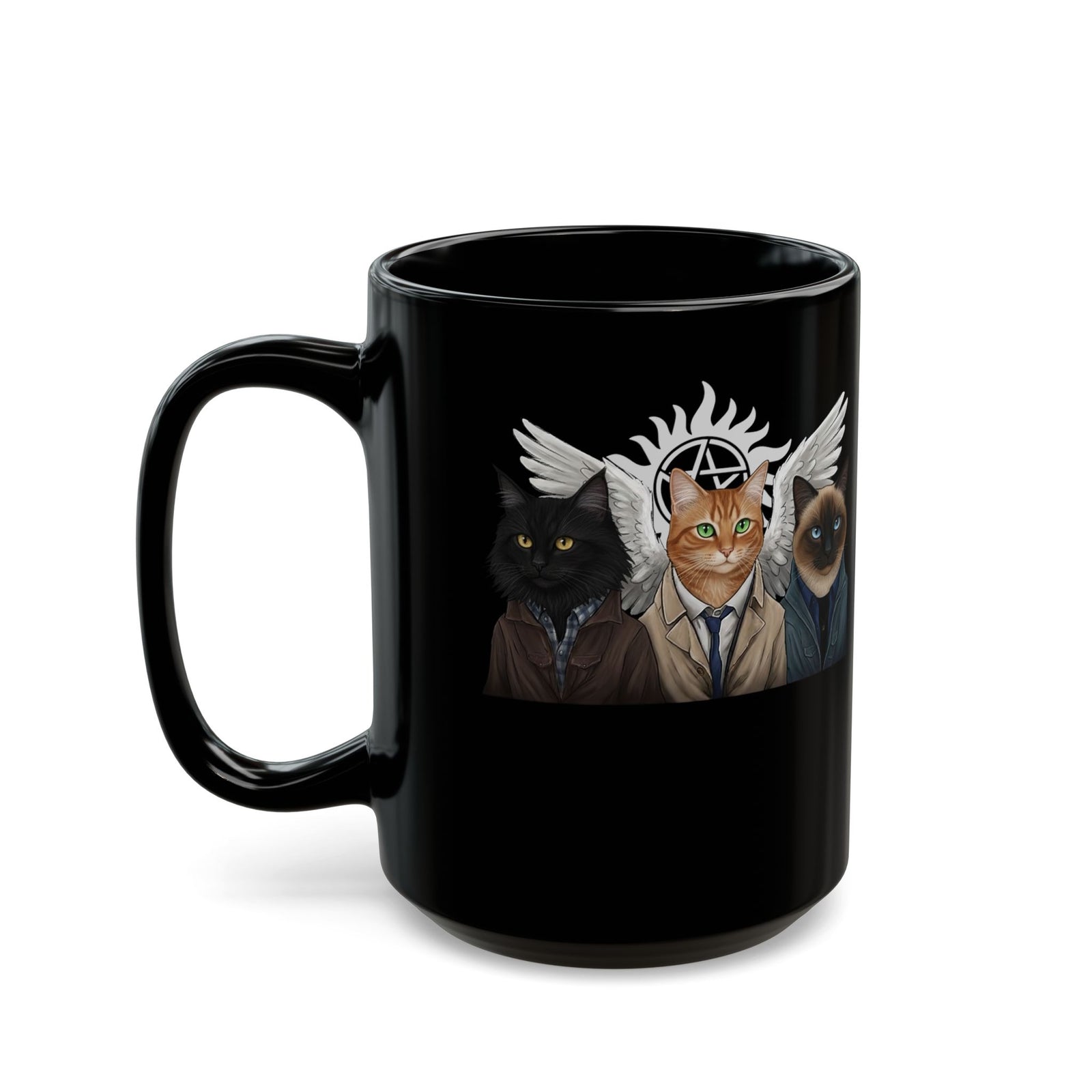 SuperCat Supernatural Cat Black Mug — Mystical Cat Graphic Mug